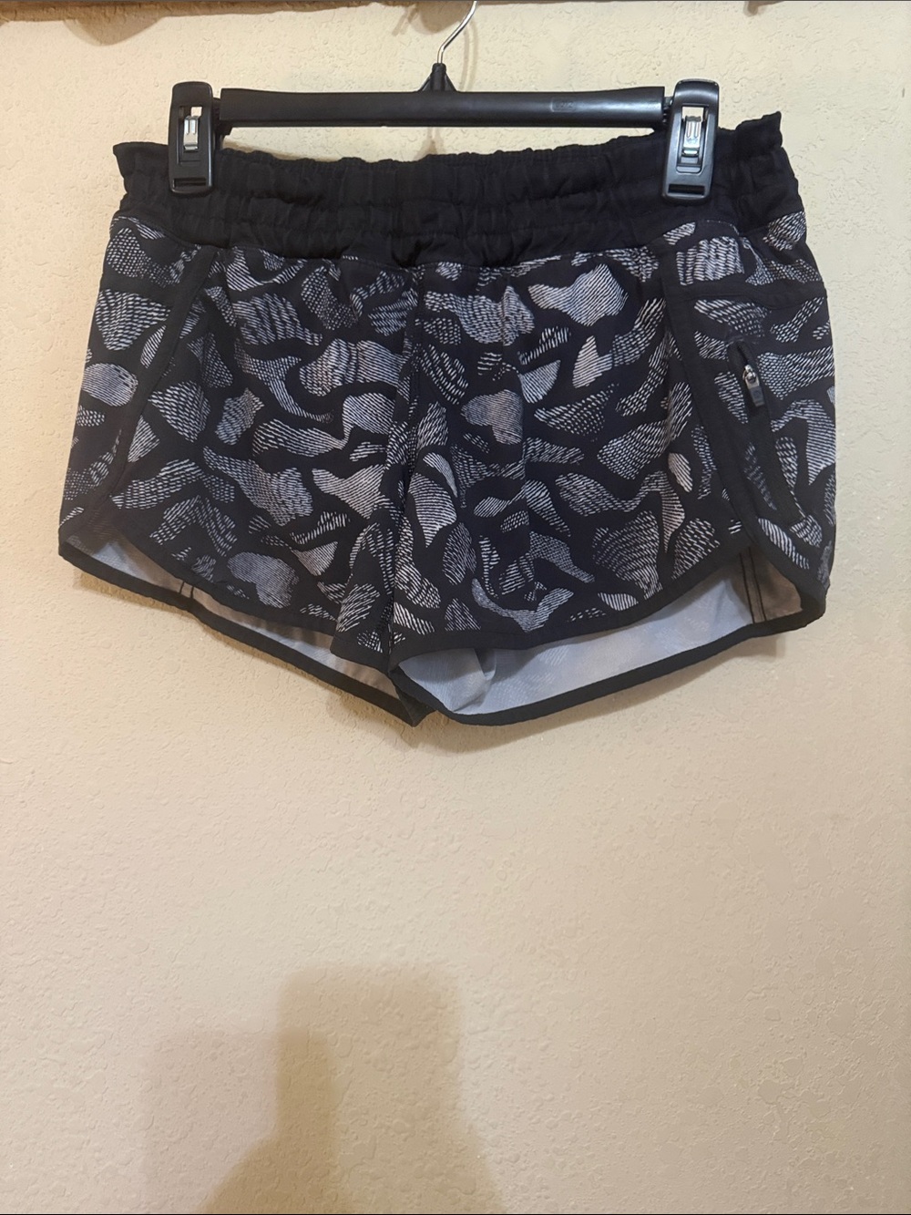 lululemon athletica tracker short IV Black and Gray Patterned Athletic Shorts